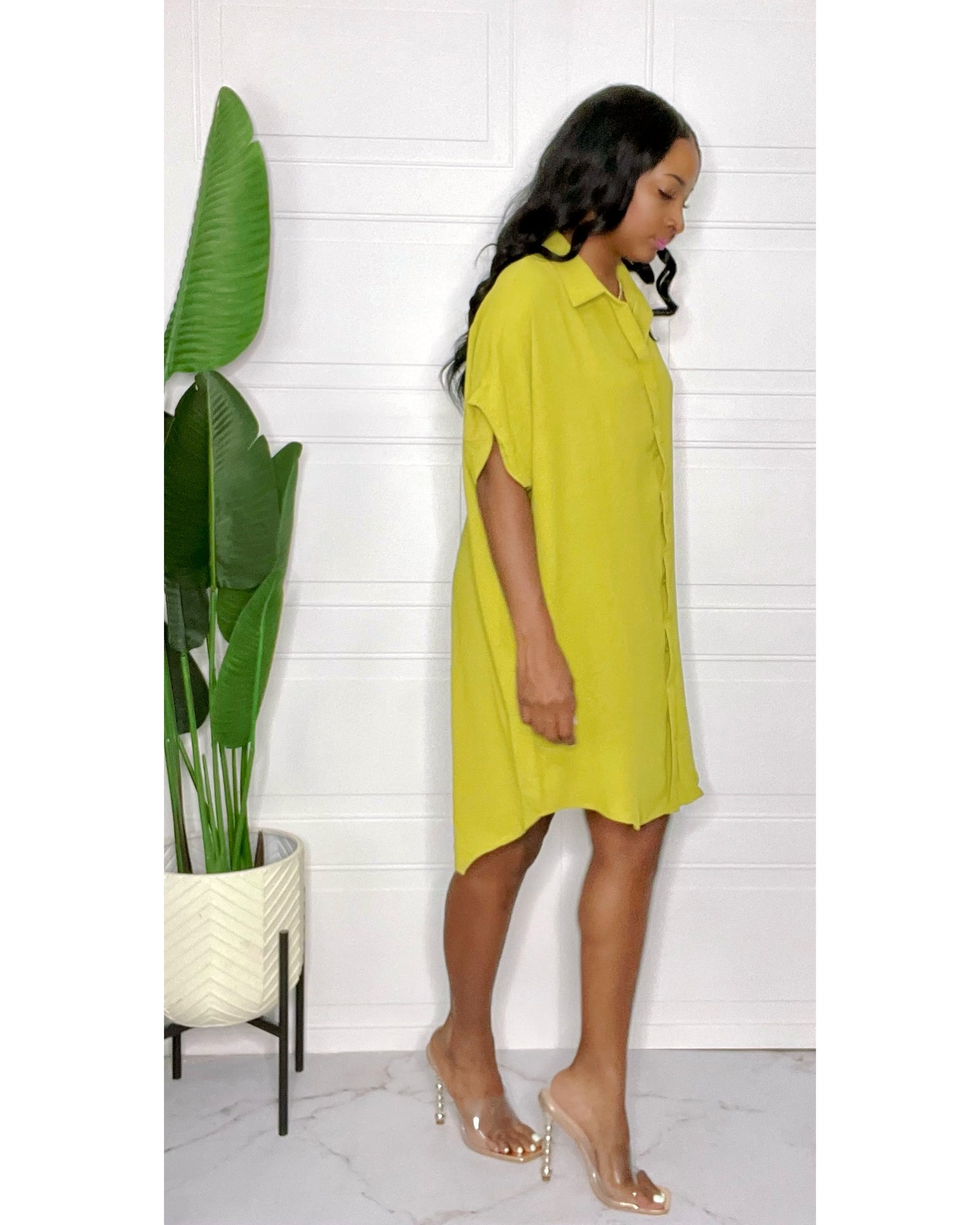 Daija Olive Mustard/Lime Oversized Shirt Dress