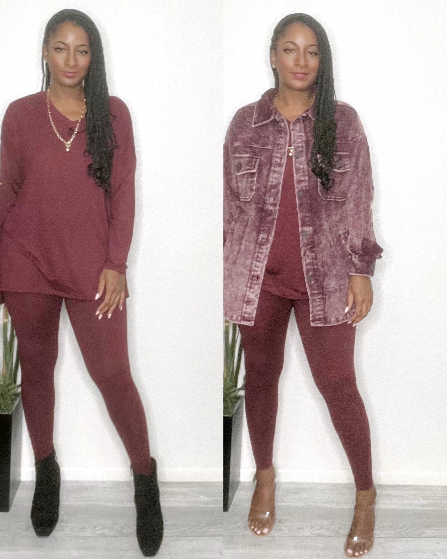 Celine Shacket Burgundy