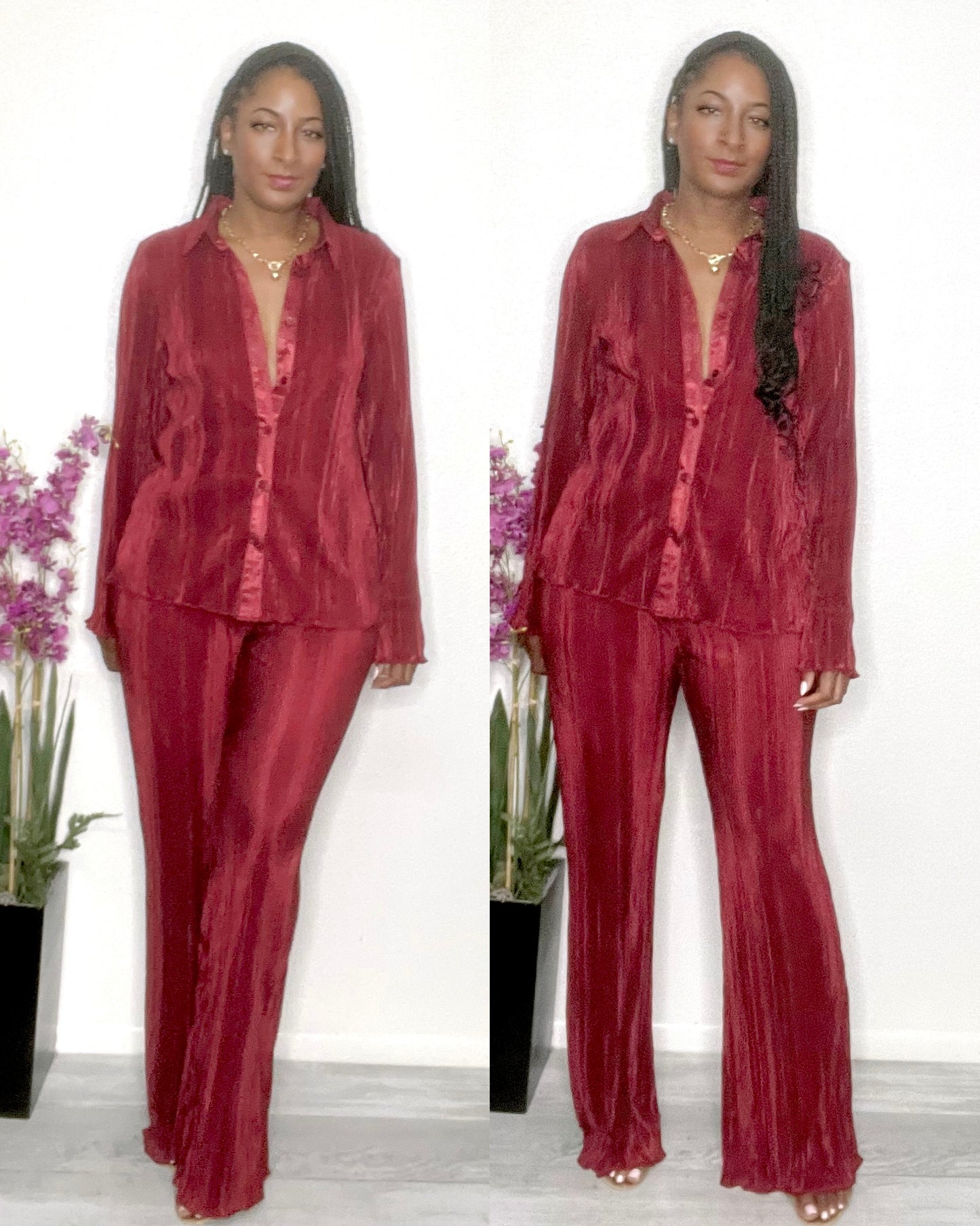 Marissa Burgundy Pant Set