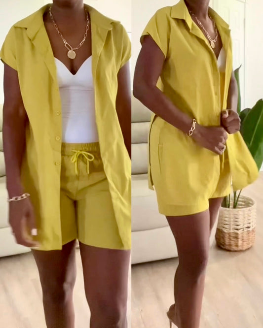 Rayven Olive Mustard short set